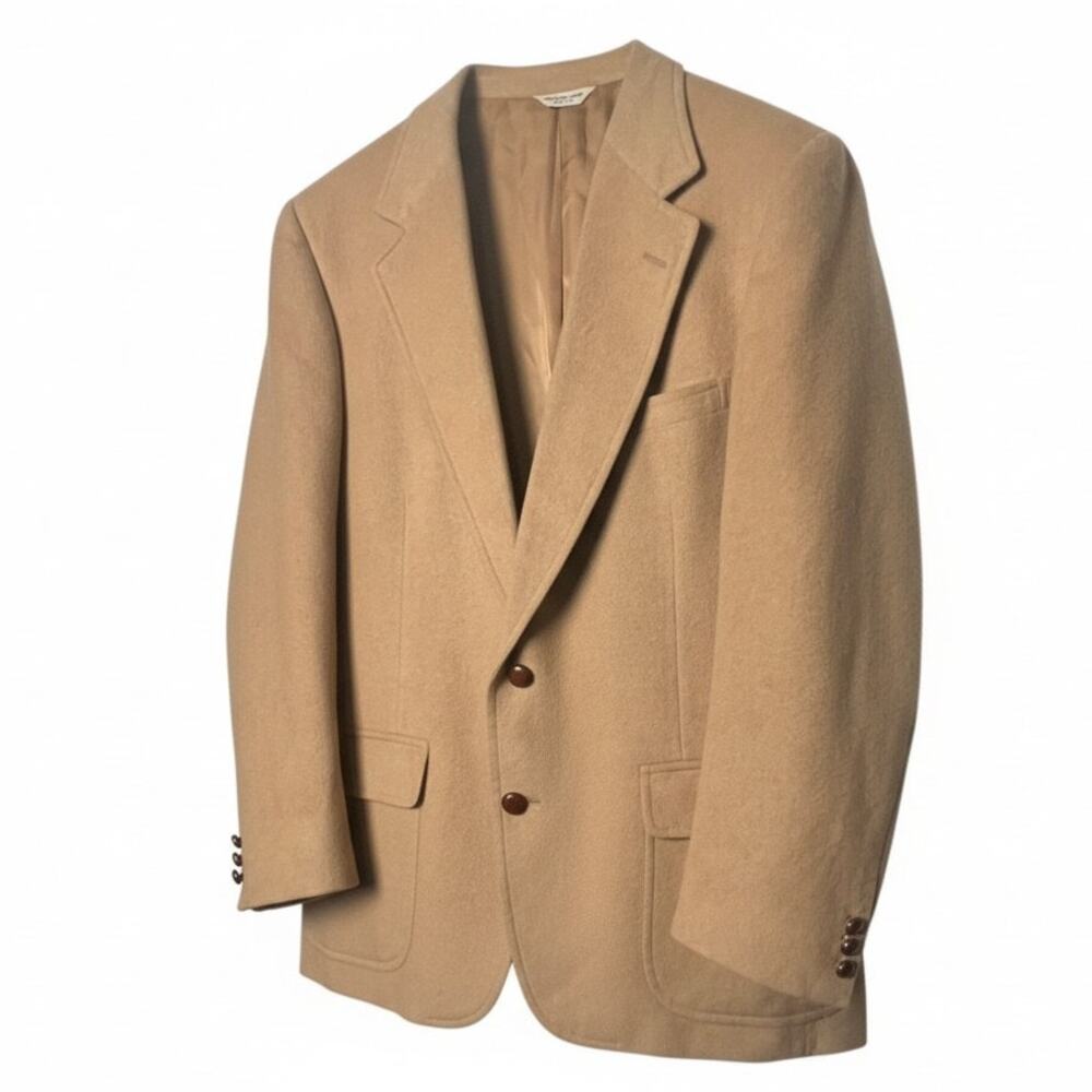 Vintage 80's Barrister Men's 42R 100% Camel Hair Two Button Blazer Sport Coat